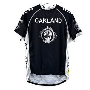 Primal Cycling Jersey Mens L‎ Race Fit Oakland Black Hole Skull Full Zip Edgy